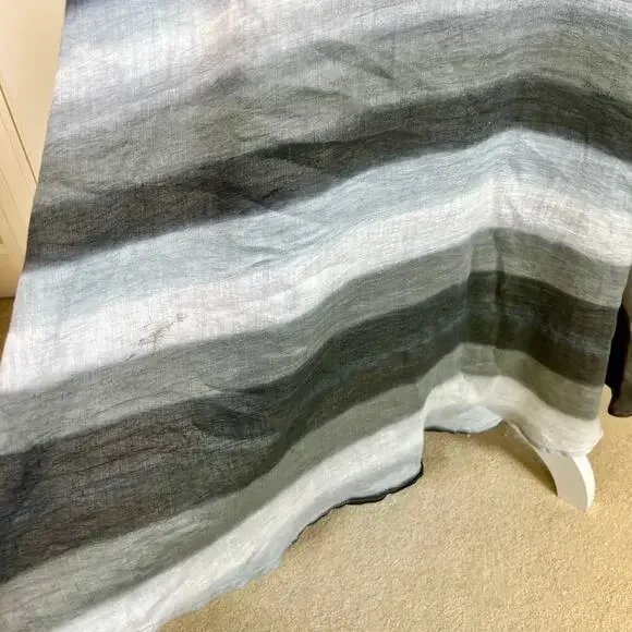 Officine Générale Nadia Linen Button Up Shirt Dress Grey Asymmetric Stripe MED - Picture 10 of 10